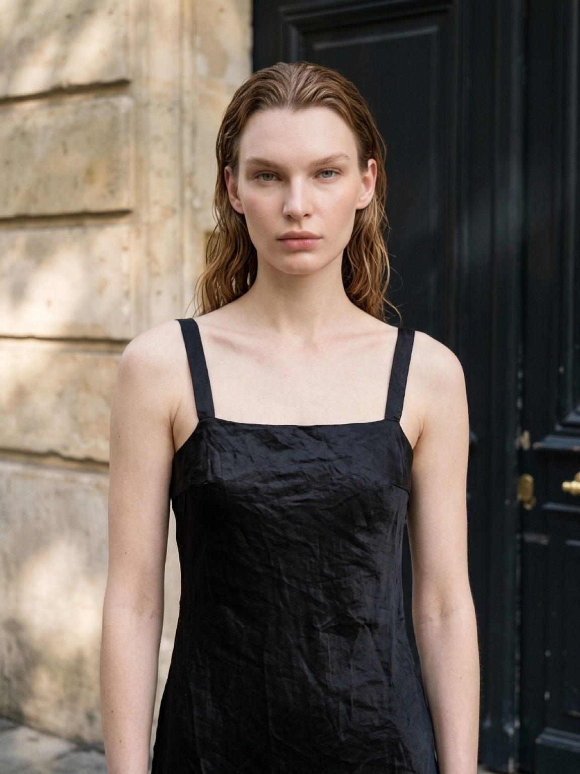 Satin Mini Dress, Black, photo 4 of 5