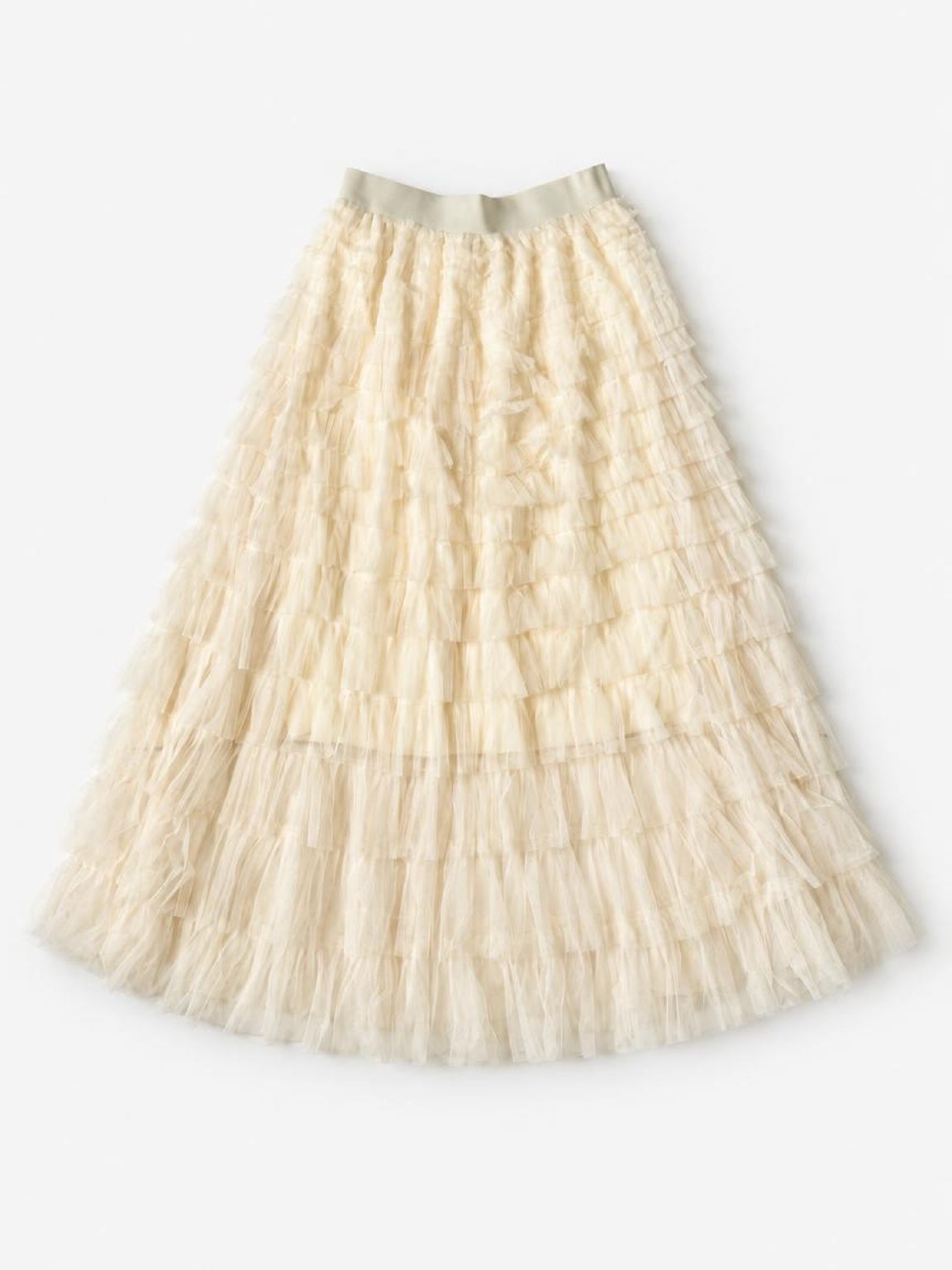 Tiered Tulle Skirt, Ivory, the actual piece, photographed flat