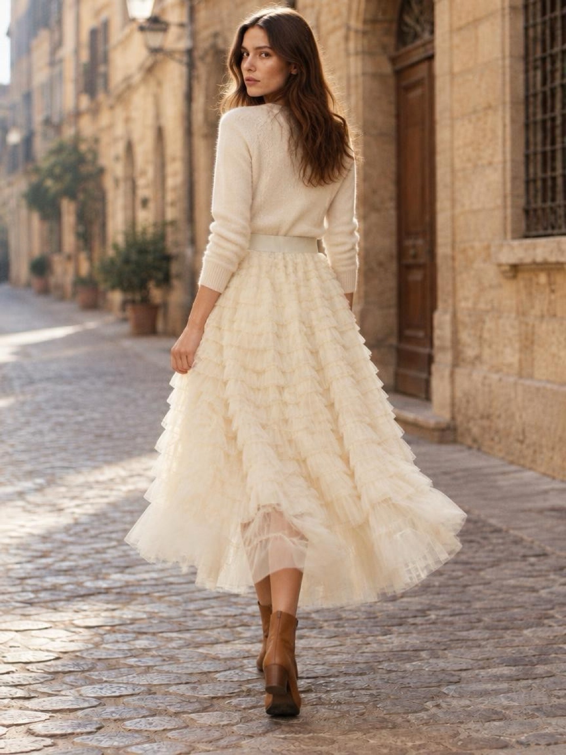 Tiered Tulle Skirt, Ivory, photo 3 of 7