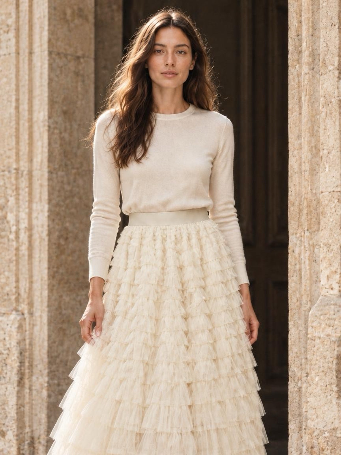 Tiered Tulle Skirt, Ivory, photo 4 of 7