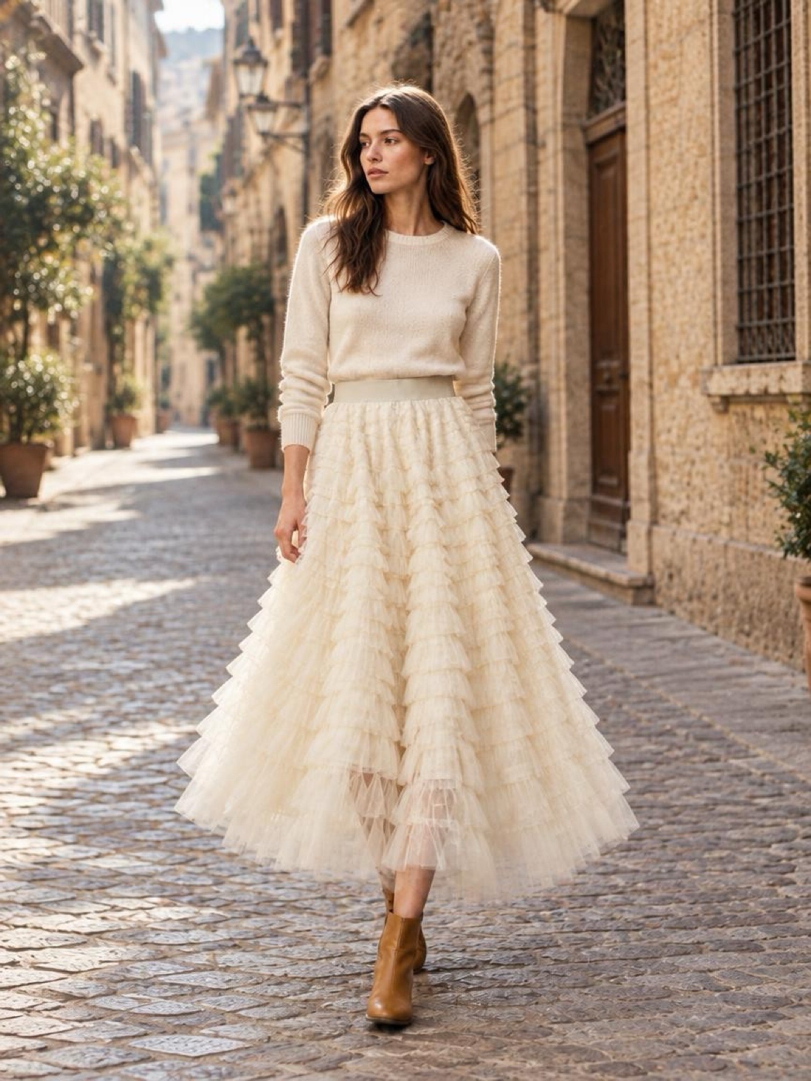 Tiered Tulle Skirt, Ivory, photo 6 of 7
