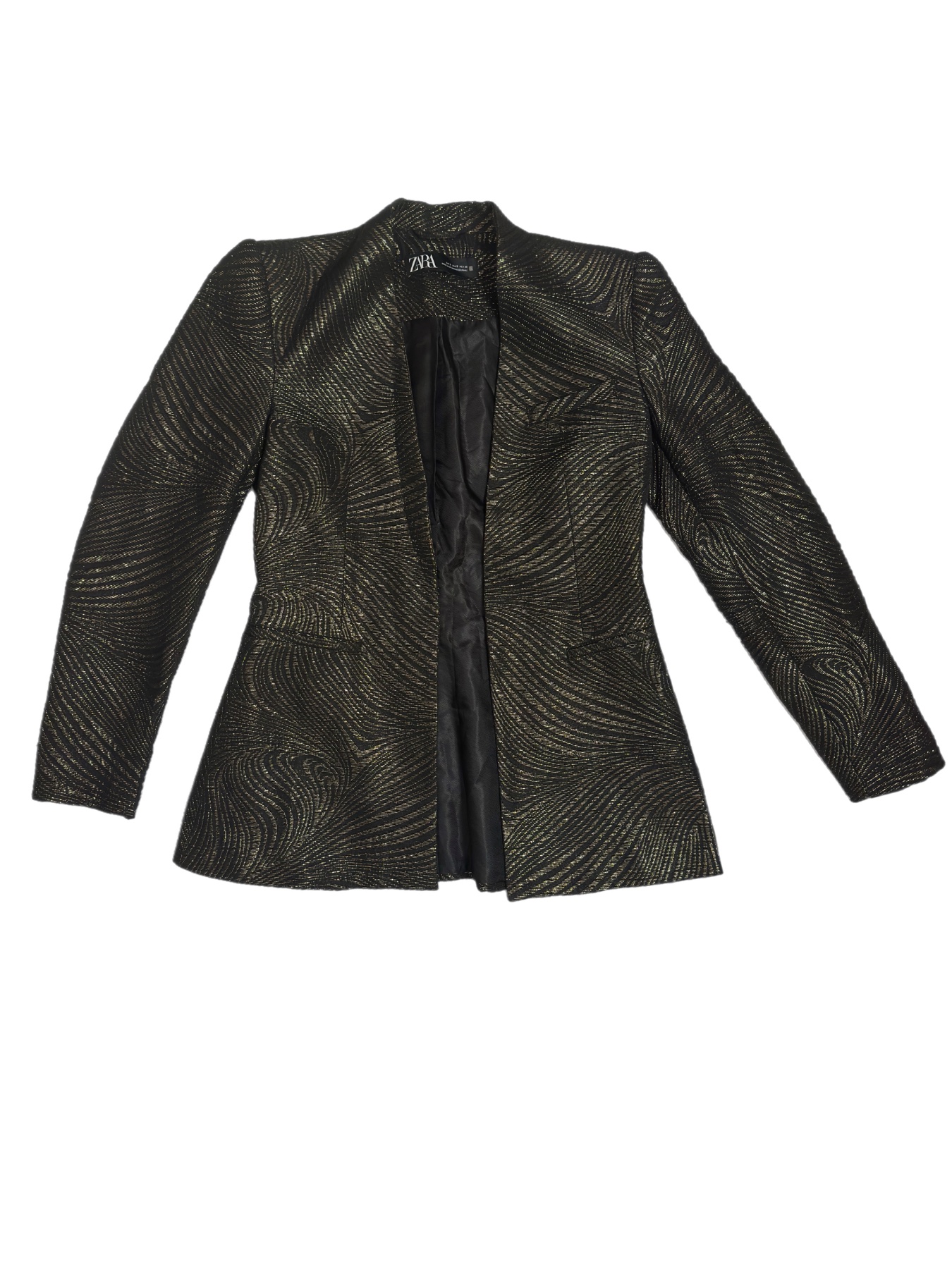 Jacquard Blazer, Black and Gold, the actual piece, photographed flat