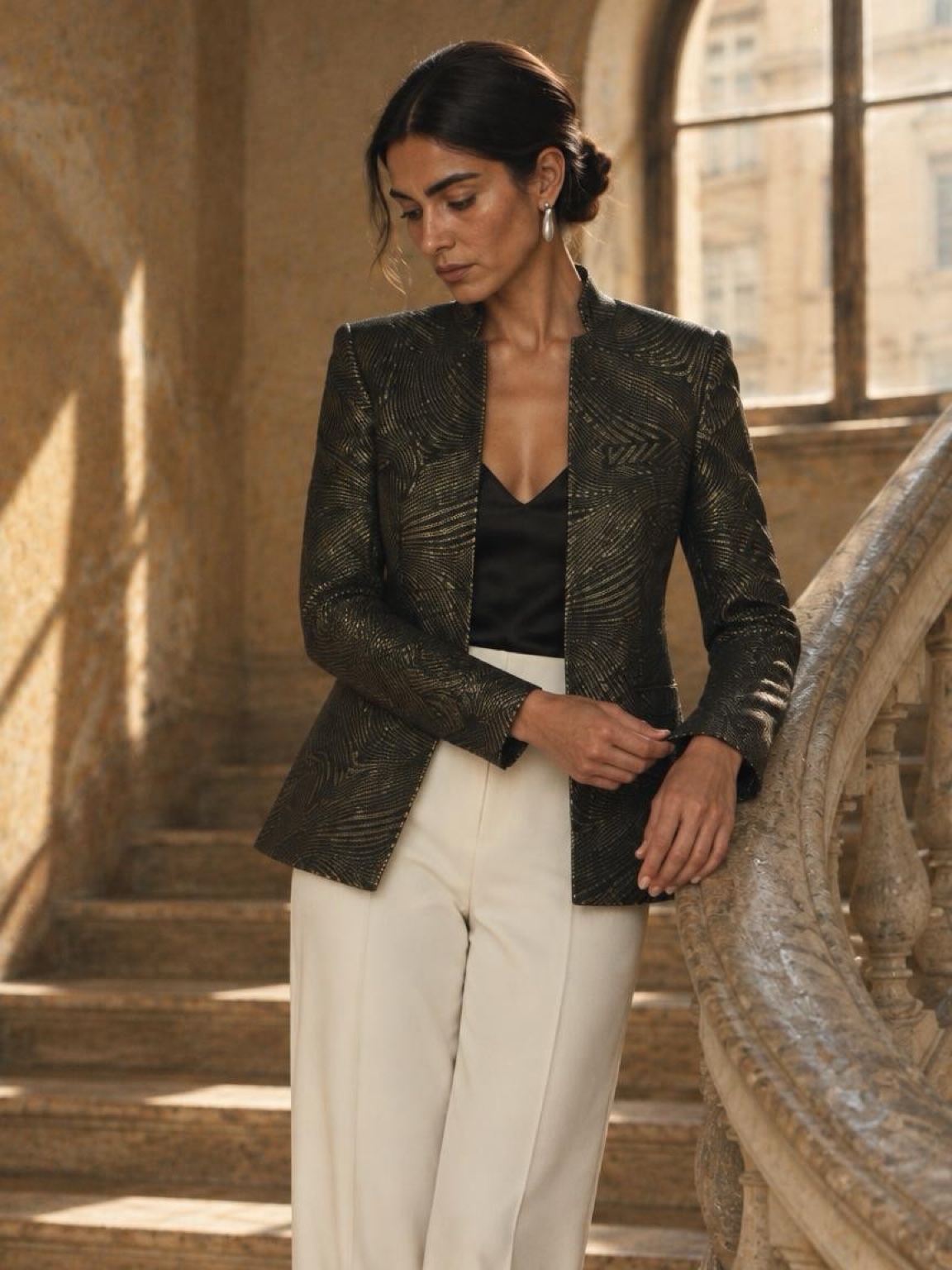 Jacquard Blazer, Black and Gold, photo 3 of 5