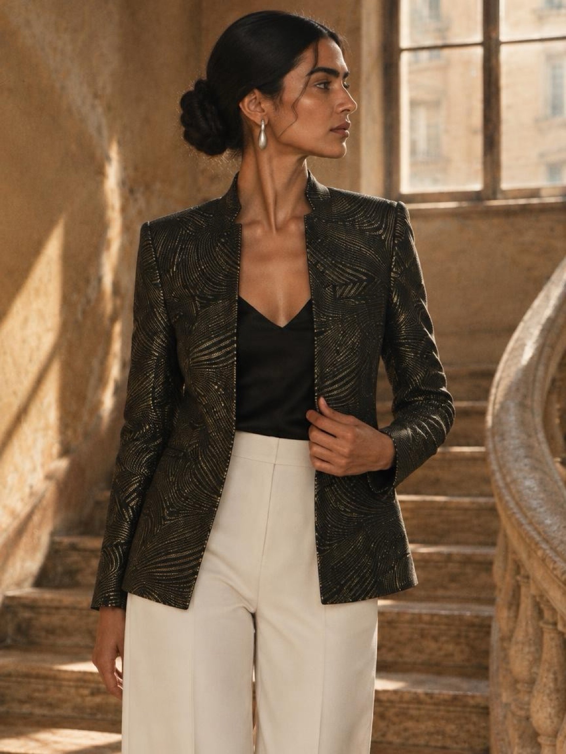 Jacquard Blazer, Black and Gold, photo 2 of 5