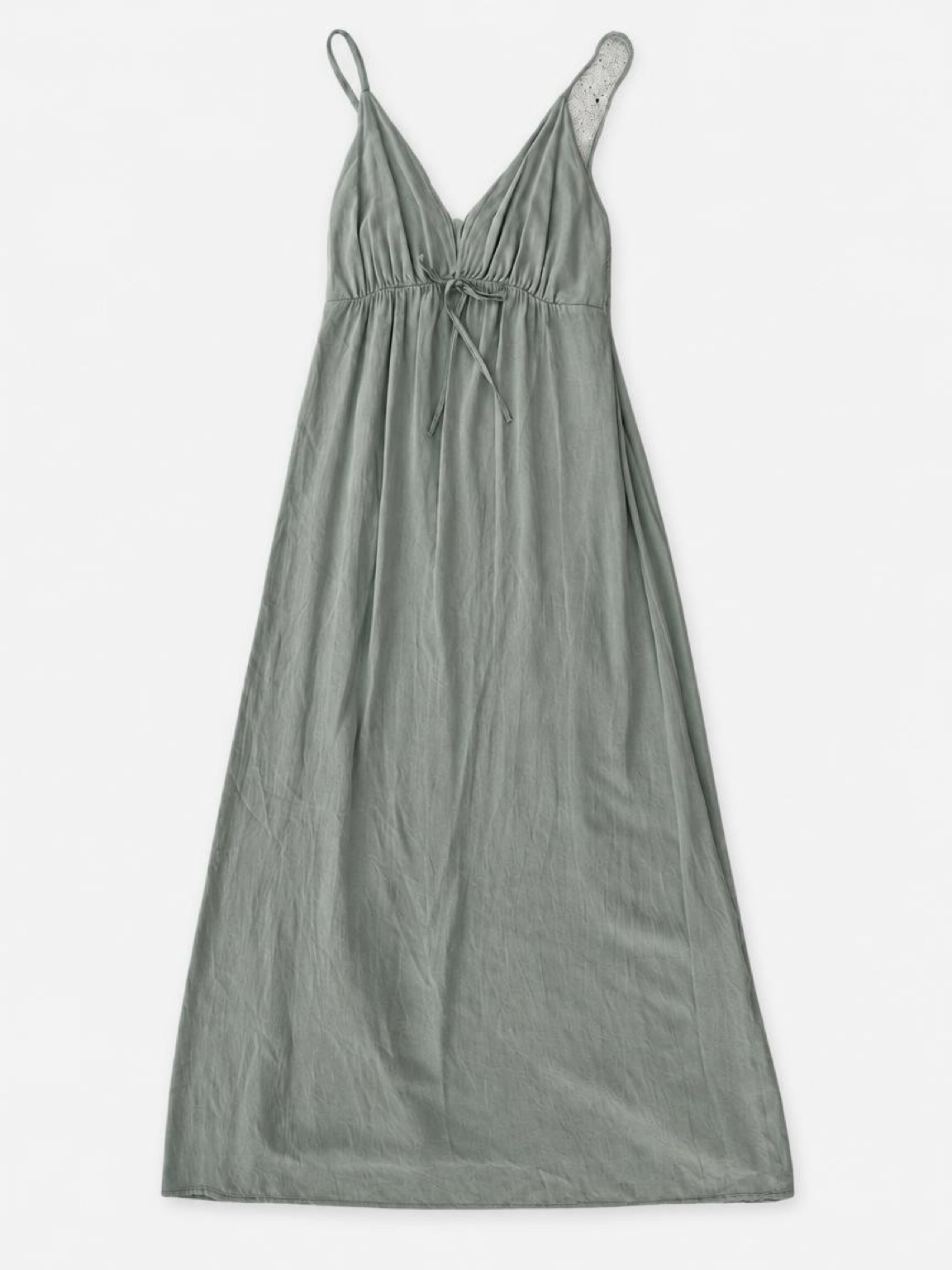 Tie-Front Maxi Dress, Sage, the actual piece, photographed flat