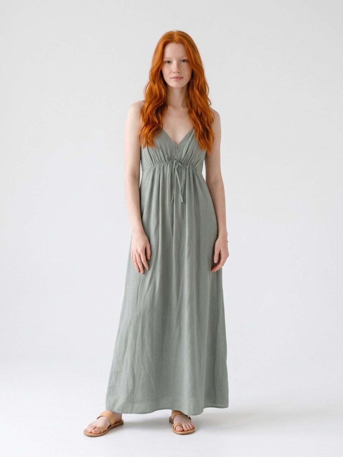 Tie-Front Maxi Dress, Sage, photo 3 of 4